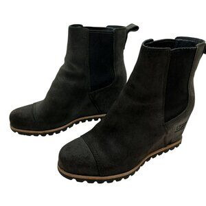 UGG Pax Chelsea Hidded Wedge Suede Ankle Boots Womens 7.5 Black